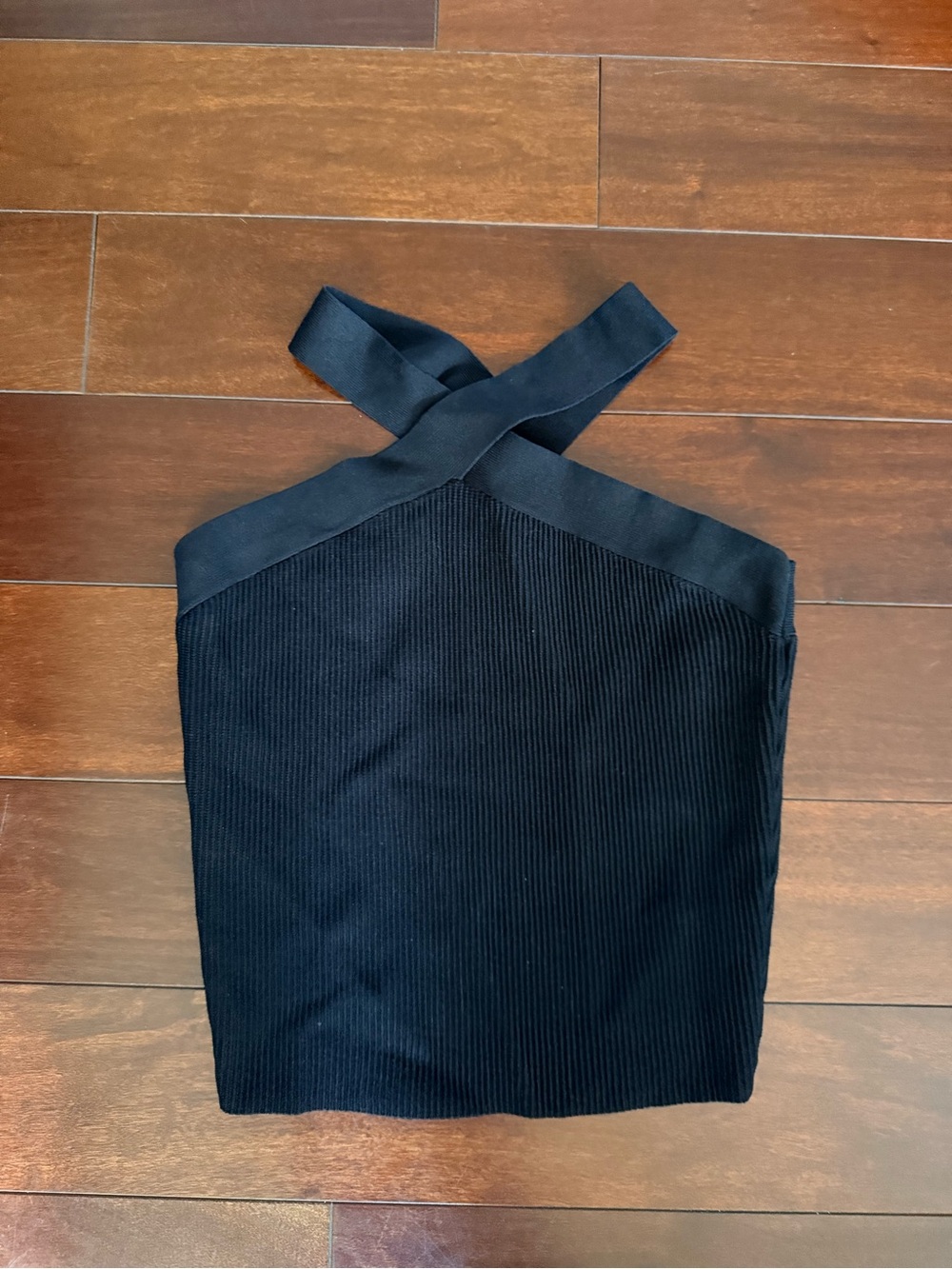 Babaton Black Knit Cross Top